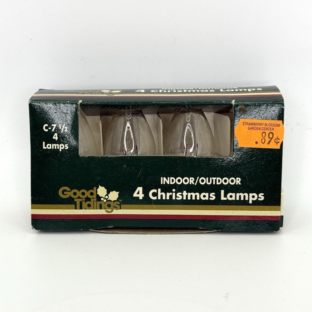 Vintage Good Tidings Indoor Outdoor Christmas Lamps C7½‎ 120V 5W Bulbs 4 Pack